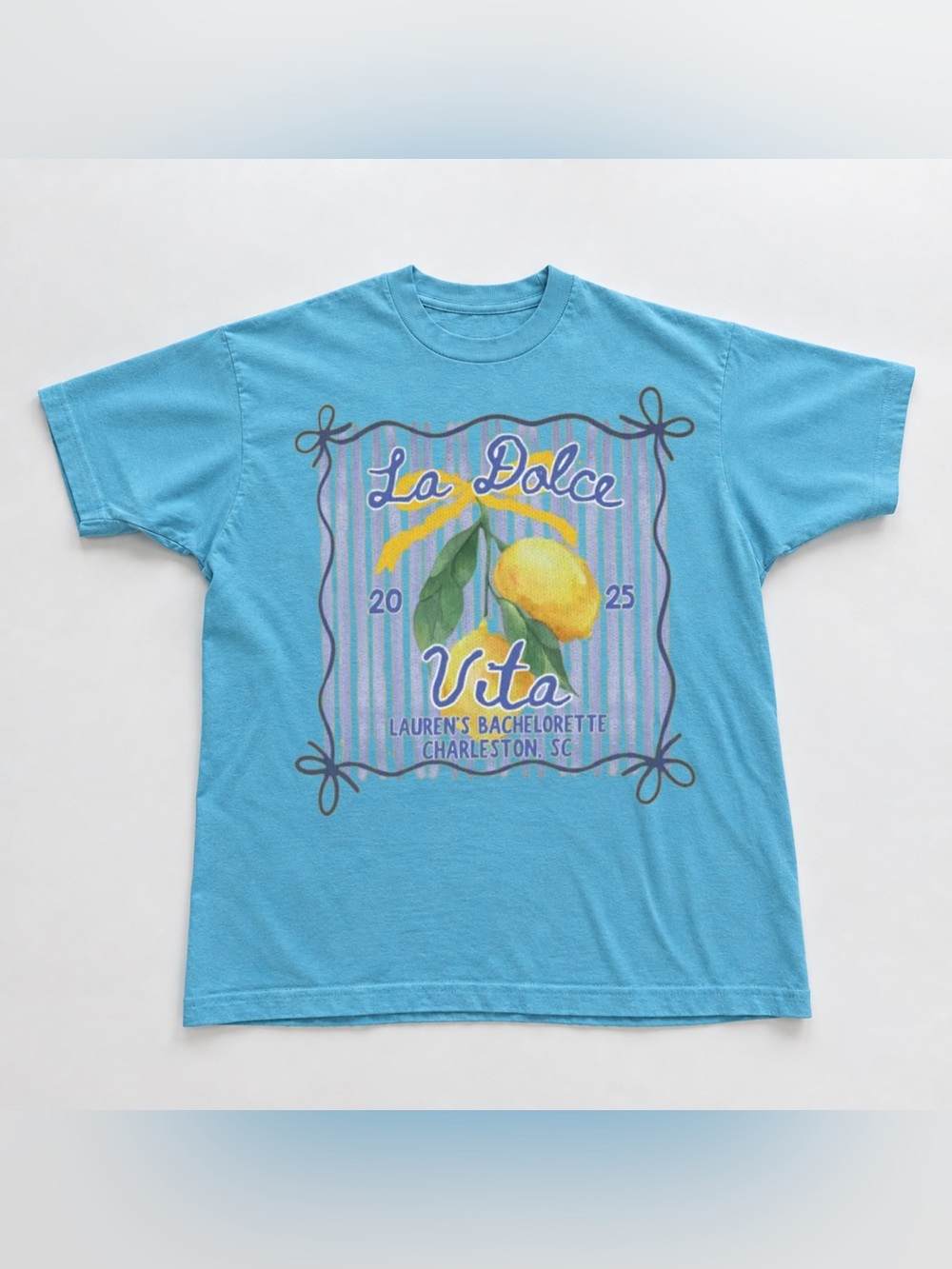 Sky Blue 'La Dolce Vita' Lemon Graphic Tee